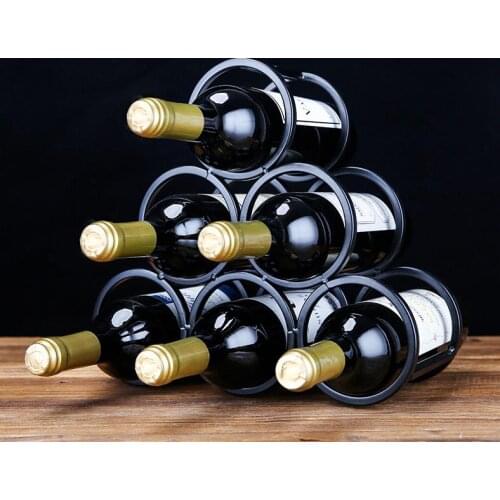 European style 6 Bottle Wine Rack Metal Freestanding Kitchen Storage Stand Wine Cabinet Grape Wine Shelf Display Bar Wine Holder