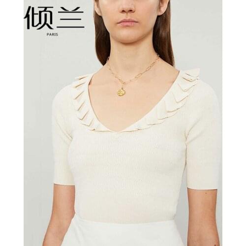 Patads light luxury method single sweater spring and summer temperament lady stripe slim sweater