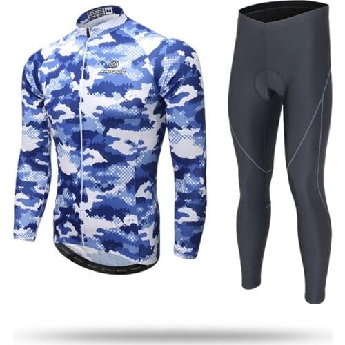 Winter Mens Cycling Jersey Thermal Fleece Jersey Camouflage Suit Outdoor MTB Bike Bib Pants Set Team Ropa Maillot Ciclismo