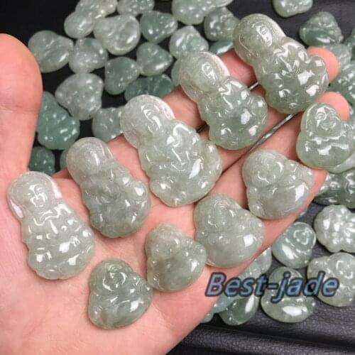 1pair Guanyin Buddha Grade A Glass jade Type A stone ICY Jade Burma jadeite pendant Bead hand carved Jewelry necklace gift