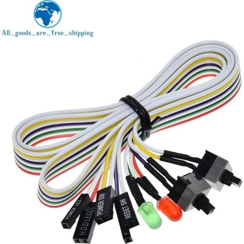 1PCS 65CM Slim PC Compute Motherboard Power Cable Original On Off Reset with LED Light PC Power Reset Switch Push Button Switch