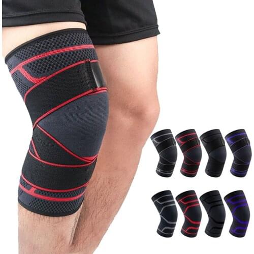 1Pcs Elastic Knitted Warm Compression Sports Knee Nylon Sports Fitness Kneepad Fitness Gear Basketball Running Cycling Support