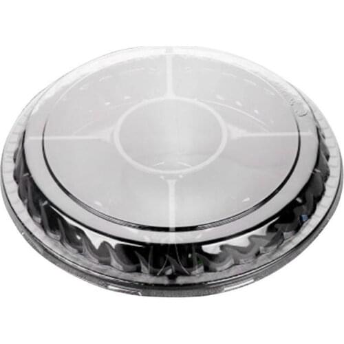 10PCS Disposable 5 Compartment Food Storage Containers Round Plastic Salad Fruits Box with Lids