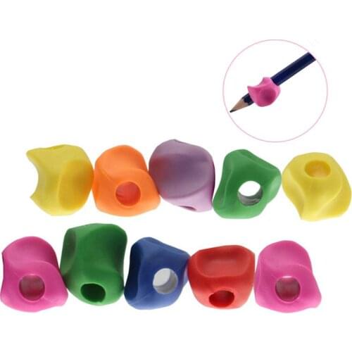 10pcs Silicone Pen Gripper Writing Training Device Crossover Writing Aid for Kids Children Homework Drawing (Random Color)