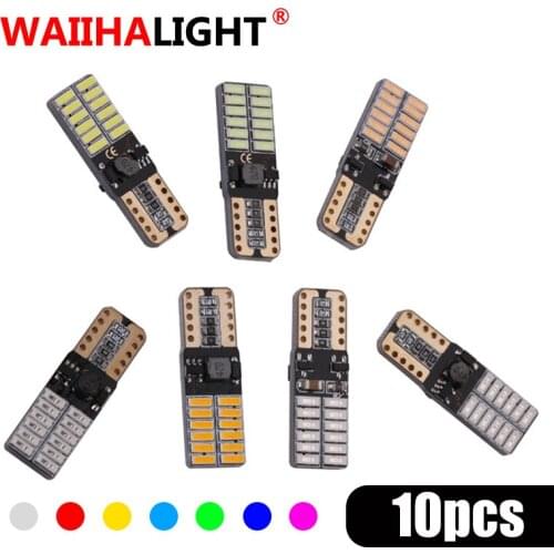 10pcs Super Bright T10 W5W Led Car Light Bulbs Canbus License Plate Light No Error for Car Interior Reading Dome Door Light 12V