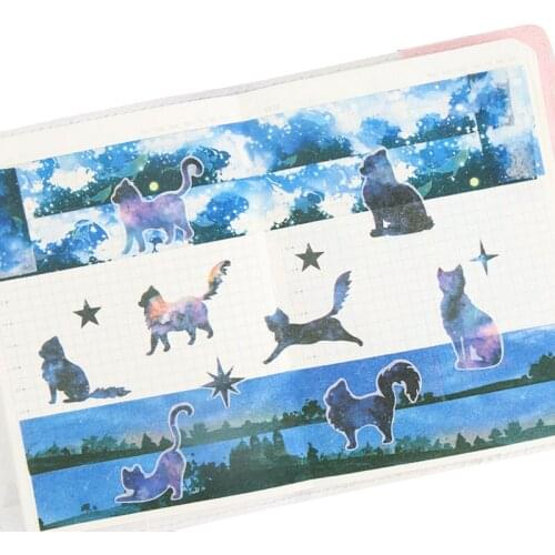 15packs/lot Romantic Cat Starry sky Deep Color Paper sticker Scrapbooking Diy Diary Office School Cards Label wholesale