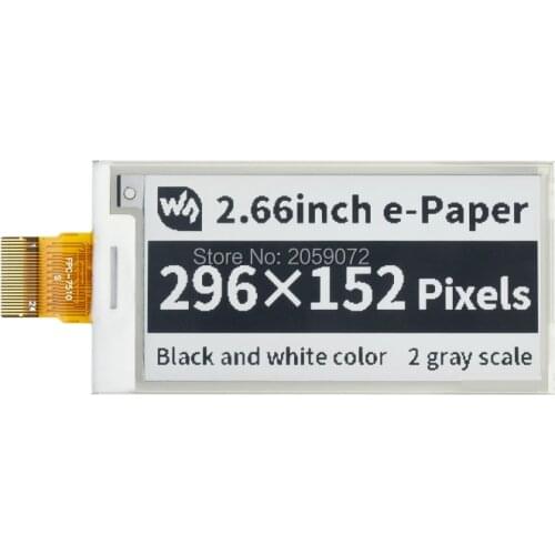 2.66inch e-Paper E-Ink Raw Display Panel, Black / White, 296×152