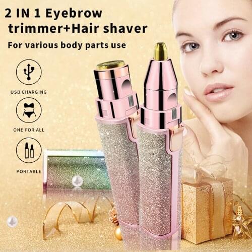 2 In 1 Electric Epilator Hair Shaving And Removal Female Facial Epilator Rechargeable Eyebrow Trimmer For Women Facial Shaver