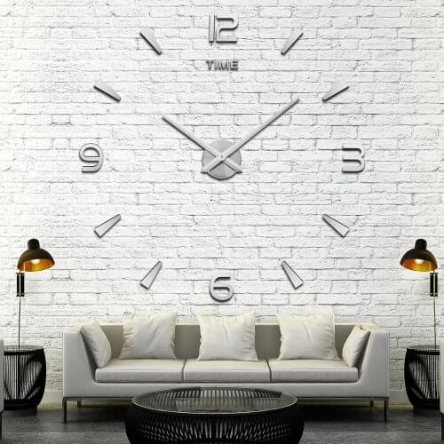 3D Large Wall DIY ART Quartz Clock Acrylic Mirror Stickers Decoration for Living Room Office Christmas Gift ,Metal Face