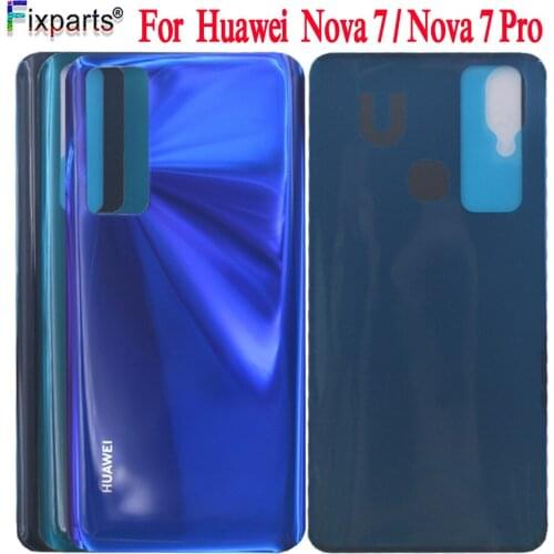 3D Glass For Huawei Nova 7 Pro Back Battery Cover Door Rear Glass Huawei Nova 7 Battery Cover Housing Case + Gule