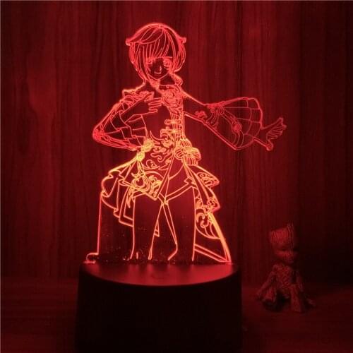 3D Nightlight Game Xingqiu Genshin Impact Figure 7 Colors Touch Optical Illusion Table Lamp Gift Room Decor Light