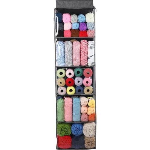 5 Layers Foldable Sewing Yarn Organizer Hanger Storage Rack Wardrobe Knitting Crochet Tool Needlework Container