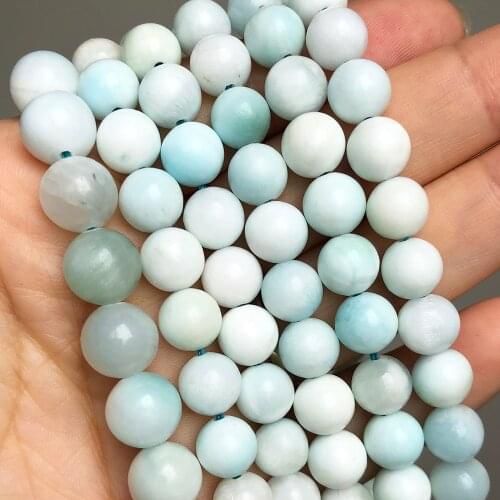 Natural Stone Blue Larimar Loose Spacer Beads For Jewelry 6 8 10mm Round Beads DIY Making Bracelet Earrings Accessories 15