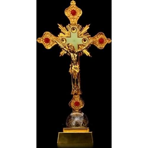 Church Relics Figurines Night Light Crucifix Jesus Christ on the Stand Lamp Cross Catholic Antique Home Decor Dropshipping