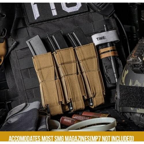 OneTigris Triple SMG Mag Pouch Tactical MOLLE Triple Open-Top Magazine Pouch For for MP5 Mags Airsoft Military Paintball