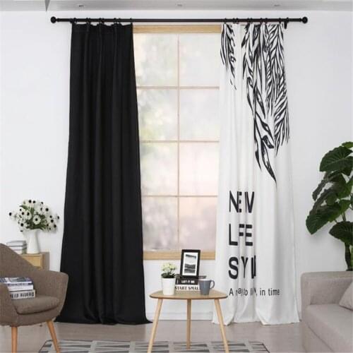 Black curtains Personalized curtains simple modern style black and white leaves living room bedroom blackout curtains
