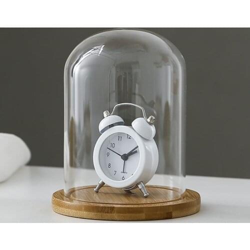 9*15cm Small Size Glass Dome Vase Home Decoration Creative Bamboo Base Transparent Cover DIY Wedding Friend Favor Gift