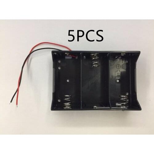 5PCS Wire Leaded Battery Holder Case Box with Cover For 3 x D Size Batteries 4.5V Battery Compartment Battery Holder