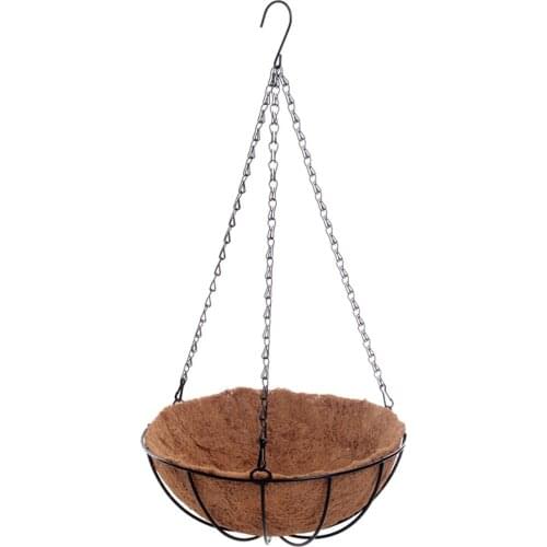 Window Rattan Decorative Pots Wall Iron Garden Plant Planter Flower Basket,Brown,set of 2, 10inch