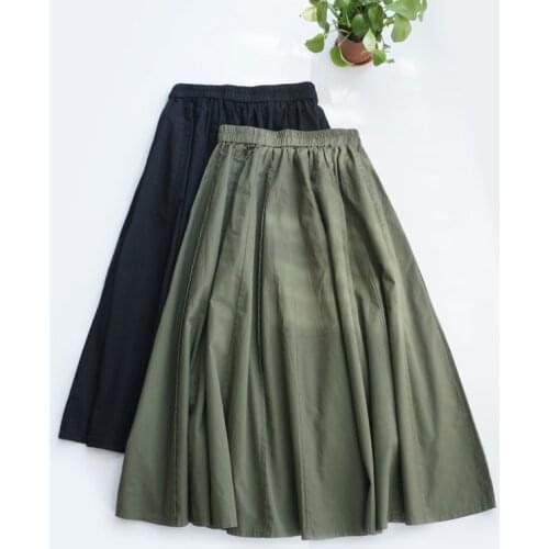 Cotton Japanese Mori Girl All-Match Skirt Loose Literary Niche Pleated A Umbrella Skirt Thin Spring Summer
