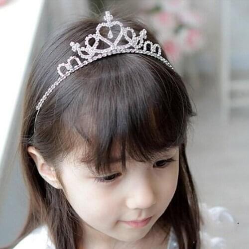 Princess Queen Rhinestone Tiara Hair Band Kids Elastic Flower Crown Girls Headband Headwear Head Accessories Girl Gift