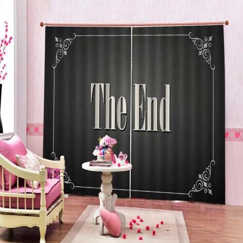 The End English Alphabet Pattern Window Curtain For Living room bedroom Blackout Drapes Home Decor Sets 2 Panels With Hooks