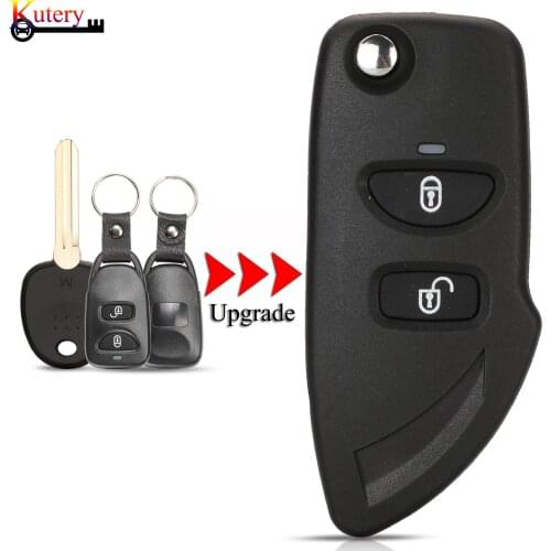 Kutery Upgrade Folding Remote Key Shell For Hyundai Santa Fe 2006-2012 For Kia Carens 2Buttons Remote Car Key Cover Case