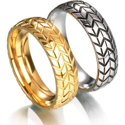 Milangirl Titanium Rings Tire Mark Cool Ring For Men And Women Jewelry Couples Ring Anniversary