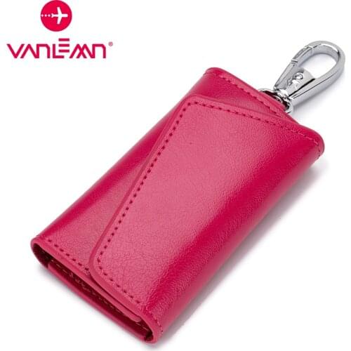 Fashion Rfid Genuine Leather Keychain Holder Key Wallets Women Men Key Holder Organizer Pouch Cow Split Car key Case Card Bag