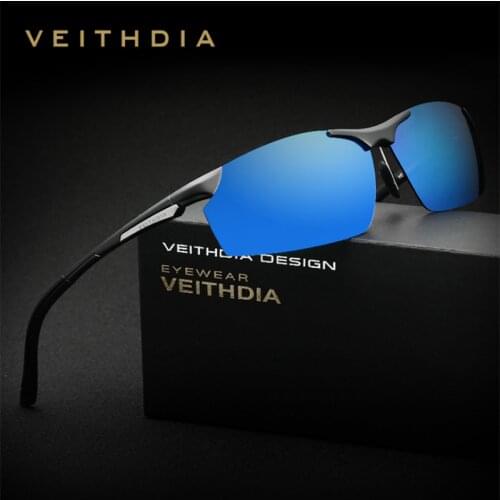 VEITHDIA Rimless Polarized Sunglasses Men Coating Mirror Driving Aluminum Magnesium Sun Glasses oculos Male Eyewear shades 6511