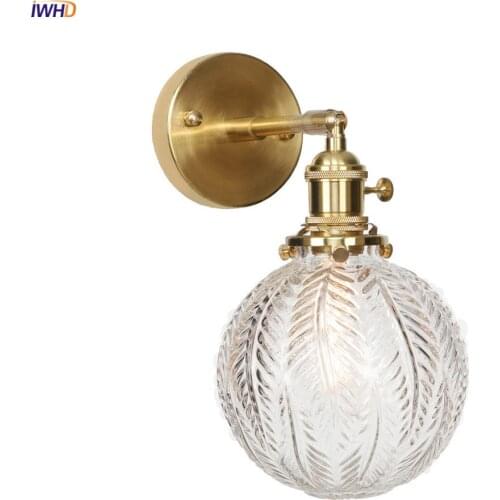 IWHD Nordic Style Glass Ball Wall Light Fixtures Switch Bedroom Living Room Mirror Copper Wall Lamp Sconce Aplique De Pared