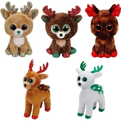 New Big Eyed Christmas Reindeer Moose Plush Kids Stuffed Animals Toys For Children Gifts 15CM/25CM