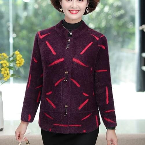 Autumn jacket mink velvet 2021 new womens tops casual warm female knitted sweater thick coat long sleeve cardigans