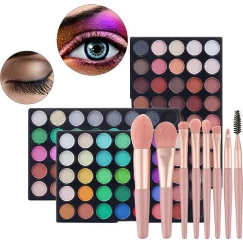 120 Colors Matte Eye Shadow Palette Makeup Set Highly Pigmented Fluffy Bristle Cosmetic Gift Eyeshadow Palette with 8 Brush Kit
