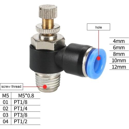 Pneumatic quick connect connector SL 4 6 8 10 12mm M5 "1/8" 1/4 "3/8" 1/2 air speed regulating valve Accelerator valve