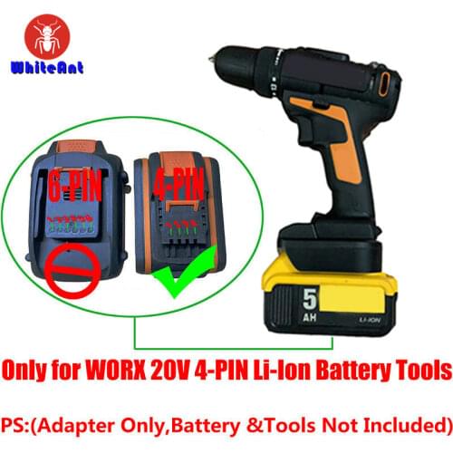 Battery Adapter Converts For DEWALT 20V Li-Ion Battery To For WORX 20V WG169E/549E WX523/678/166 4-PIN Lithium Cordless Tools
