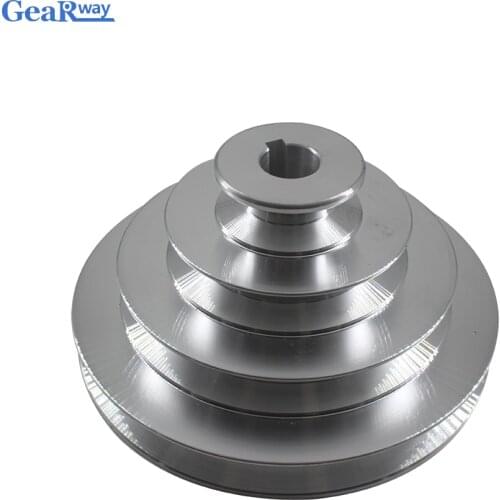 4 Steps A Type V Belt Pagoda Pulley 130mm Outside Diameter Aluminum Pulley 16mm Inner Bore 5mm Keyway V-Belt Pulley