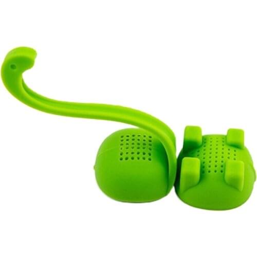 Tea Infuser Dinosaur Loose Leaf Tea Filter with Long Handle Neck Cute Lake Dinosaur Silicone Material Green Tea Strainer