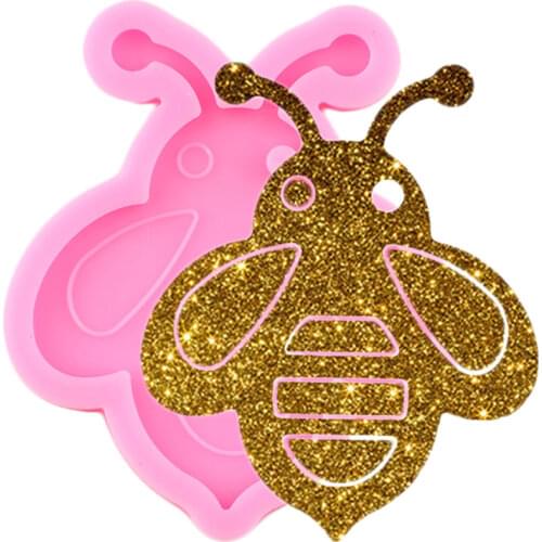 Super Glossy Bee Silicone Mold Pendant Polymer Clay Epoxy Resin Keychain Molds DIY Handmade Charms Jewelry Making Moulds