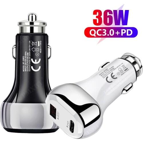 USB Car Charger For Iphone 12 11 36W Quick Charge 3.0 Fast Charging Charger For Xiaomi Auto Type C QC PD 3.0 Mobile Phone Charge