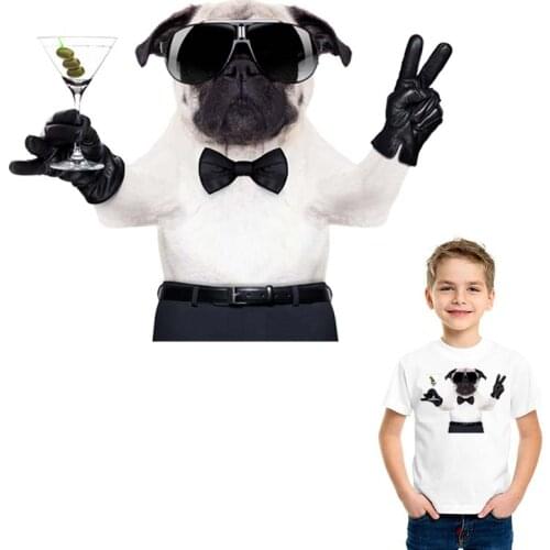 Cartoon Dog Iron On Vinyl Tops Diy Heat Transfer Appliqued Fashion Clothes Stickers Heat Print On Fabric