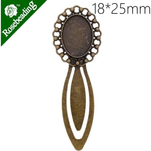 High Quality Vintage Antiqued Bronze simple Bookmark with 18x25mm oval Bezel,length:88mm,10pcs/lot-C4247