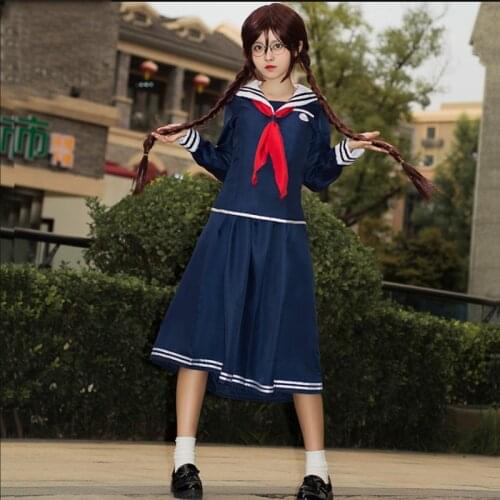 Anime Danganronpa Toko Fukawa Cosplay Costume Halloween Party Dangan-Ronpa Women Girl JK Uniform Sets Wig Glasses Cosplay C58C06