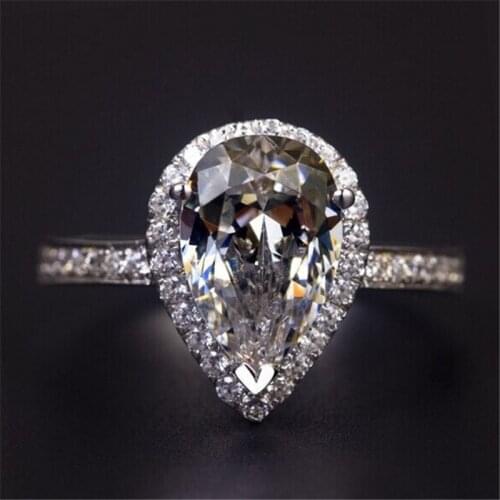 Handmade Water Drop 3ct Lab Diamond Ring 925 sterling silver Bijou Engagement Wedding band Rings for Women Bridal Charm Jewelry