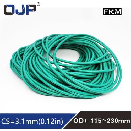 1PC Fluorine rubber Ring Green FKM Oring Seal CS 3.1mm OD115/120/125/130/140/145/150/230mm Rubber ORing Seal Ring Fuel Gasket
