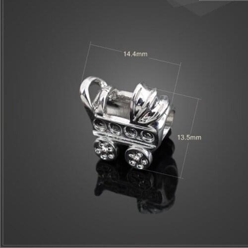 High quality 10 PCS/Lot 14.4mm*13.5mm alloy antique silver plated stroller baby carriage beads charms for mother
