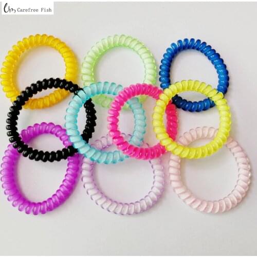 Free shiping 10 pcs Silicone elastic hair bands accessories for women spiral scrunchy telephone wire springs and gum bandeau