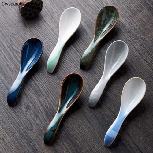 10PCS Japanese Creative Ceramic Spoon Household Tableware Soup Spoon Eating And Coffee Spoon For Home Restaurant Supplies