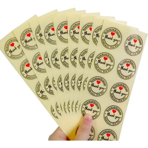 100PCS/lot Kawaii Vintage Transparent 'Thank You' Round Kraft Seal Sticker For Creative Handmade Gift 'Handmade With Love' Lable