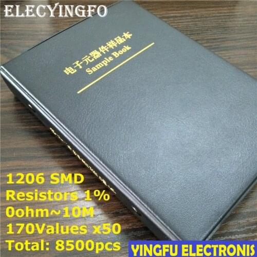 1206 1% SMD Resistor Sample Book 170values*50pcs=8500pcs 0ohm to 10M 1% 1/4W Chip Resistor Assorted Kit